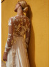 Ivory Embroidery Lace Chiffon Boho Wedding Dress